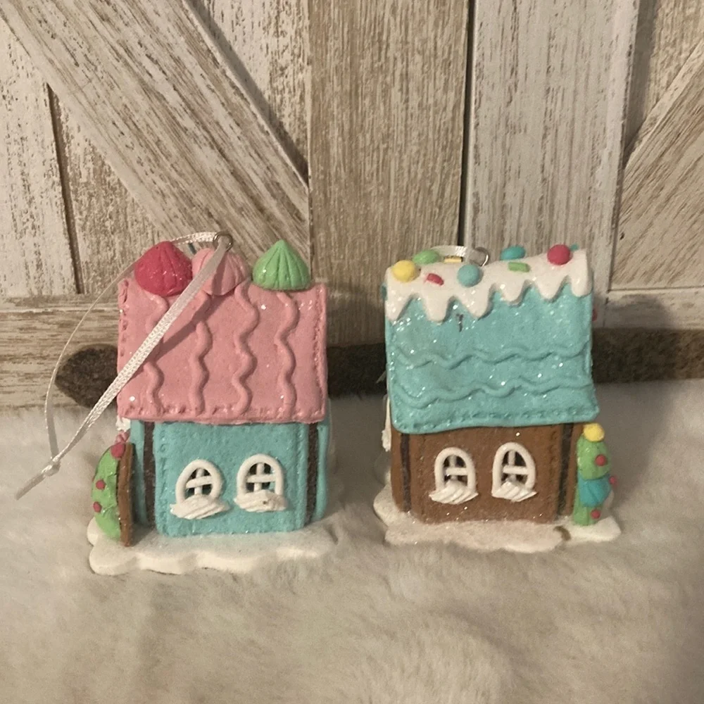 Pastel Gingerbread House Christmas Ornaments